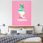 Tunesien Map Reiseplakat Leinwanddruck (Insitu (Schlafzimmer))