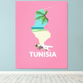 Tunesien Map Reiseplakat Leinwanddruck (Insitu (Holzboden))