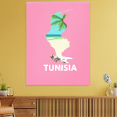 Tunesien Map Reiseplakat Leinwanddruck (Insitu (Wohnzimmer))