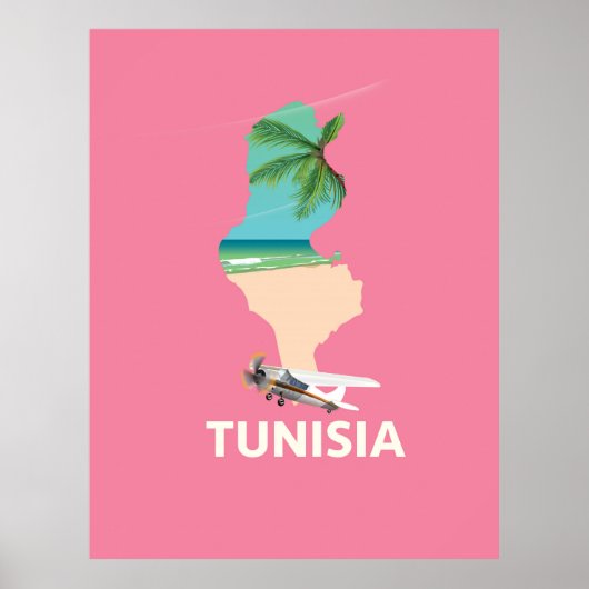 Tunesien Map Reiseplakat Poster (Vorne)