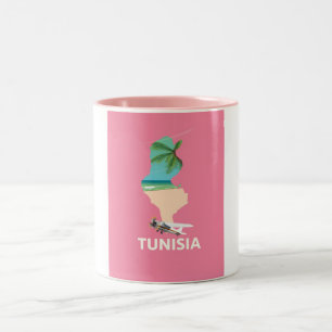 Tunesien Map Reiseplakat Zweifarbige Tasse