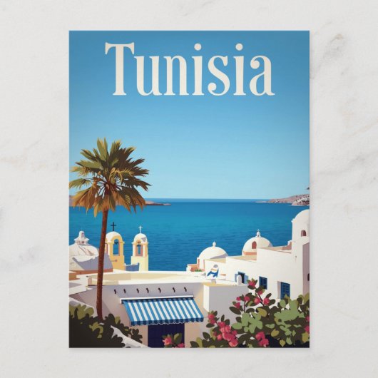Tunesien Mittelmeerküste Retro Postkarte (Vorderseite)