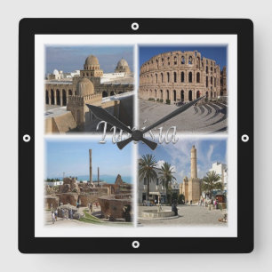 TUNESIEN, Mosaik, Afrika, Quadratische Wanduhr