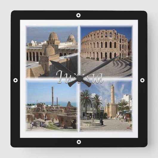 TUNESIEN, Mosaik, Afrika, Quadratische Wanduhr (Vorderseite)