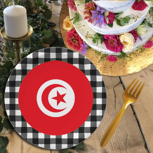 Tunesien Tafel, Büffel kariert und tunesische Flag Pappteller
