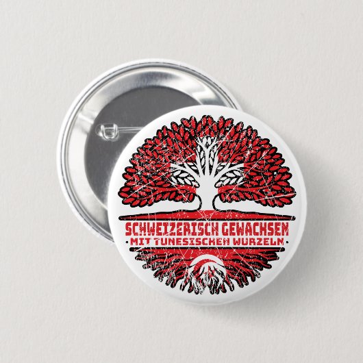 Tunesien Tunesisch Schweizer Schweiz Baum Wurzel Button (Vorne & Hinten)