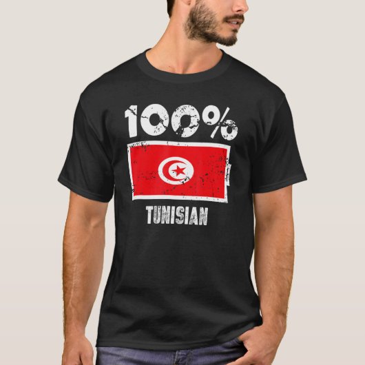 Tunesische Flag-Unterstützung 100 tunesischer Batt T-Shirt (Vorderseite)