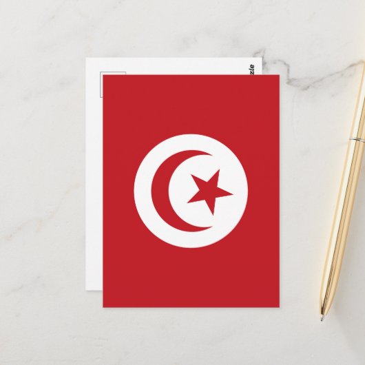 Tunesische Flagge Postkarte (Vorderseite/Rückseite Beispiel)