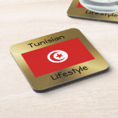 Tunesische Flagge+Text-Untersetzer Untersetzer (Linke Seite)