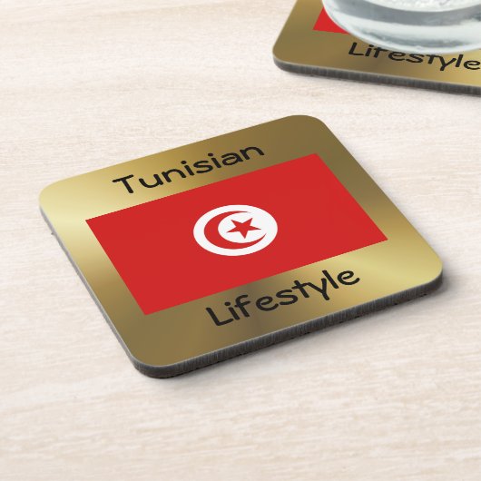 Tunesische Flagge+Text-Untersetzer Untersetzer (Linke Seite)