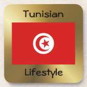 Tunesische Flagge+Text-Untersetzer Untersetzer (Vorderseite)