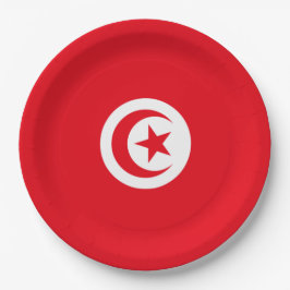 Tunesische Flagge (Tunesien) (Islamischer Halbmond Pappteller