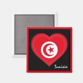 Tunesische Flagge und tunesisches Herz, Afrika - U Magnet (Vorderseite/Rückseite)