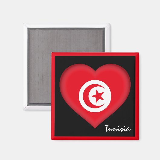 Tunesische Flagge und tunesisches Herz, Afrika - U Magnet (Vorderseite/Rückseite)