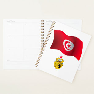Tunesische Flagge und Wappen Patriotischer Tunesie Planer