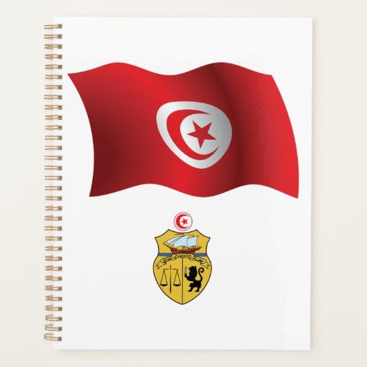 Tunesische Flagge und Wappen Patriotischer Tunesie Planer (Vorderseite)
