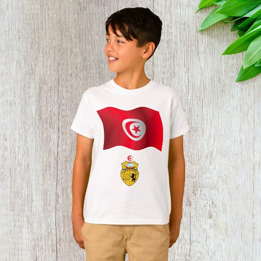 Tunesische Flagge und Wappen Patriotischer Tunesie T-Shirt