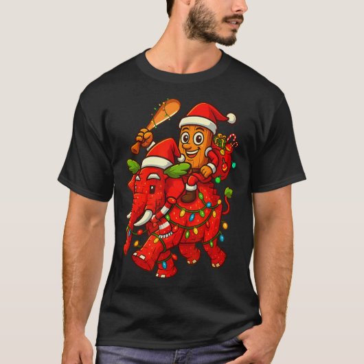 Tung Tung Sahur Riding Elephant Christmas Italian  T-Shirt (Vorderseite)