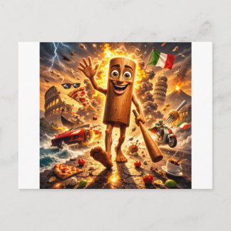 tung tung tung Holz Meme Charakter2 Postkarte