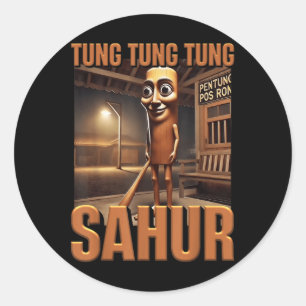Tung Tung Tung Sahur Ai Monster Italienisches Brai Runder Aufkleber