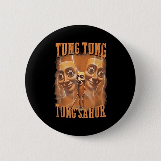 Tung Tung Tung Sahur Funny Meme Brainrot Spaß Gene Button (Vorderseite)