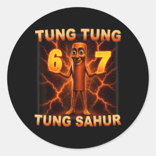 Tung Tung Tung Sahur Six Seven 67 Meme für Kinder Runder Aufkleber