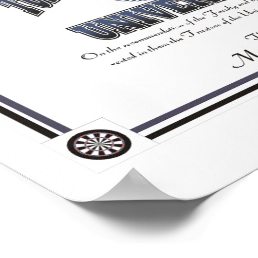 Tungsten Tech University Dartistry Degree Poster (Ecke)