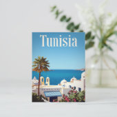 Tunisia Mediterranean Coast Retro Postkarte (Stehend Vorderseite)
