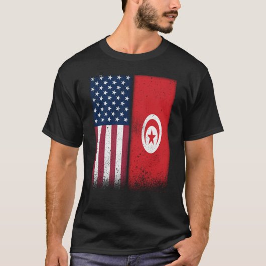 Tunisian Flag USA And Tunisia Flags Proud Tunisia T-Shirt (Vorderseite)
