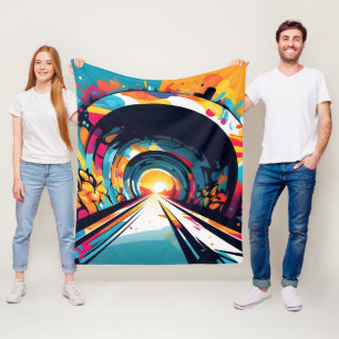 Tunnel mit Graffiti Art Fleecedecke