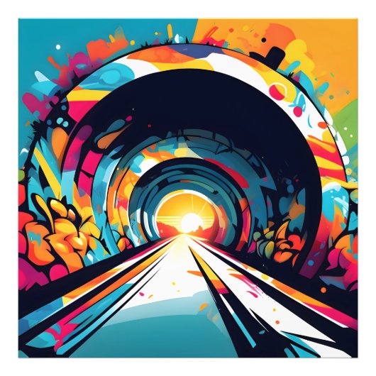 Tunnel mit Graffiti Art Fotodruck (Vorne)