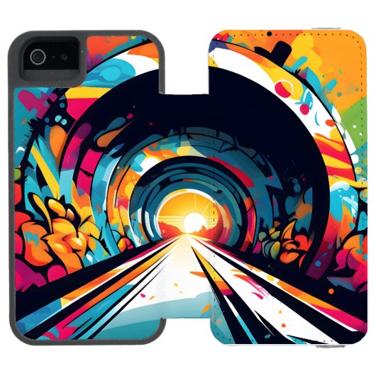Tunnel mit Graffiti Art Incipio iPhone Geldbeutel-Hülle (Folio Geöffnet)