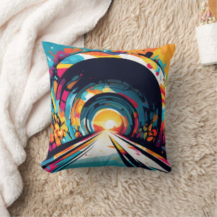 Tunnel mit Graffiti Art Kissen