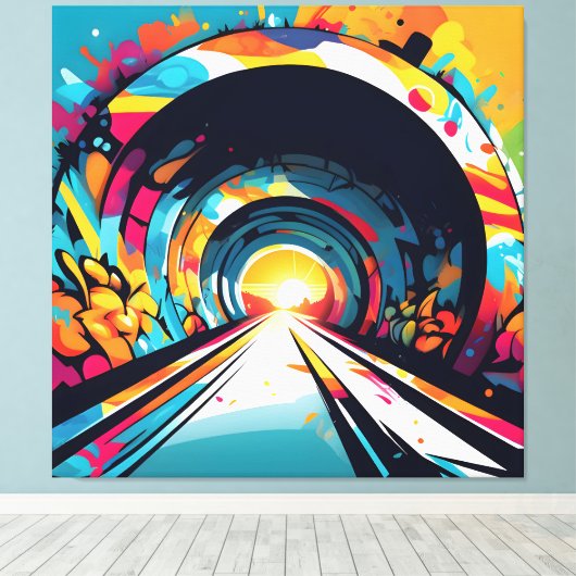 Tunnel mit Graffiti Art Leinwanddruck (Insitu (Holzboden))
