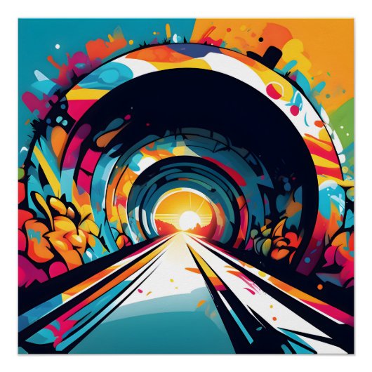 Tunnel mit Graffiti Art Poster (Vorderseite)