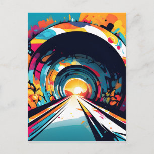 Tunnel mit Graffiti Art Postkarte