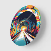 Tunnel mit Graffiti Art Runde Wanduhr (Winkel)