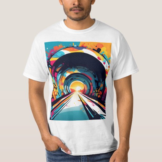 Tunnel mit Graffiti Art T-Shirt (Vorderseite)