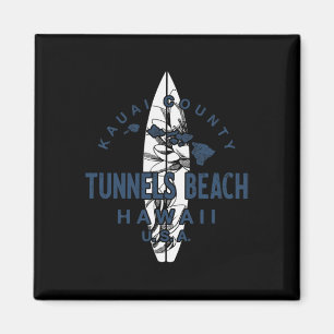 Tunnels Beach Kauai Hawaii Vintage Surfen Magnet