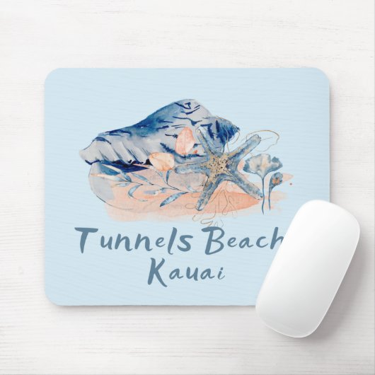 Tunnels Beach Kauai Muscheln Mousepad (Mit Mouse)