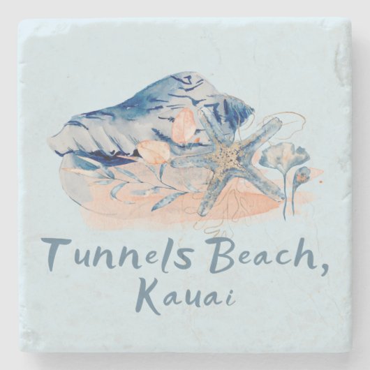 Tunnels Beach Kauai Seashells Steinuntersetzer (Vorderseite)