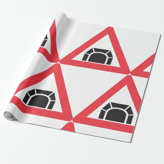 Tunnelwarnung Straßenzeichen Geschenkpapier (Ungerollt)