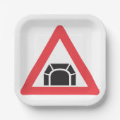 Tunnelwarnung Straßenzeichen Pappteller (Vorderseite)