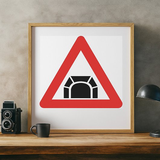 Tunnelwarnung Straßenzeichen Poster