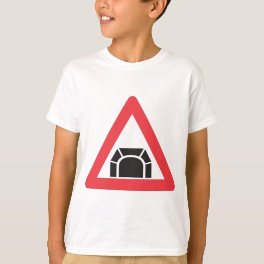 Tunnelwarnung Straßenzeichen T-Shirt (Vorderseite)