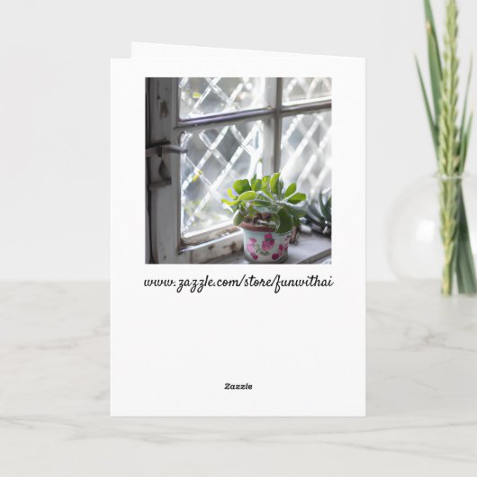 Tuntie Birthday | Hübsche Pflanze im Fenster Karte (Rückseite)
