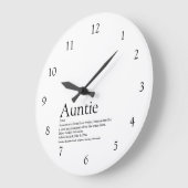 Tuntie Definition Zitat schwarz und weiß Große Wanduhr (Winkel)