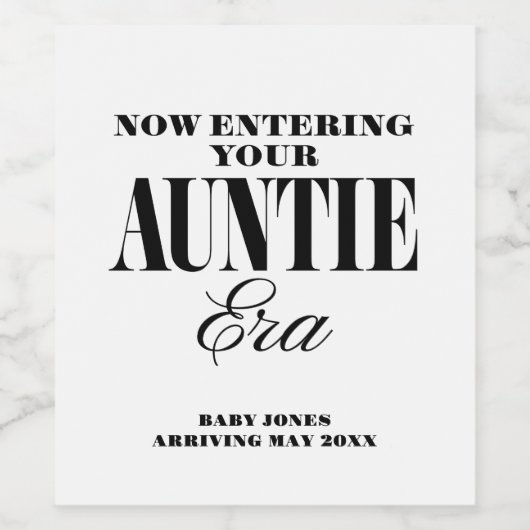 Tuntie Era Schwangerschaft Ankündigung Weinmarken Weinetikett (Einzelnes Label)