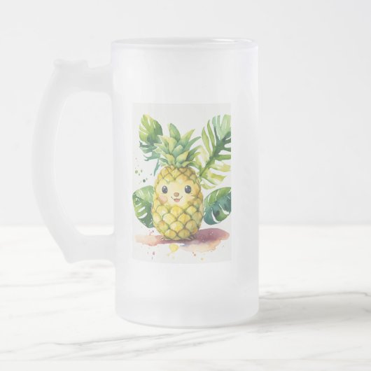 Tüpfel: Niedliche Ananas Aquarellfarben-Illustrati Mattglas Bierglas (Links)