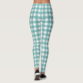 Tüpfelblau-weißes Gingham-Karomuster Leggings (Rückseite)